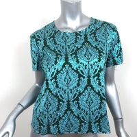Marques'Almeida Short Sleeve Top Blue Metallic Jacquard Size Small
