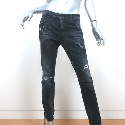 Dsquared2 Distressed Jeans Black Stretch Denim Size 38