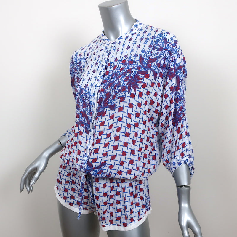 Poupette St Barth Romper Kim White/Red Printed Viscose Size 2