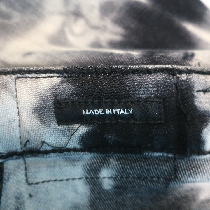 R13 Boy Straight Leg Jeans Black &amp; Gray Tie Dye Stretch Cotton Size 27