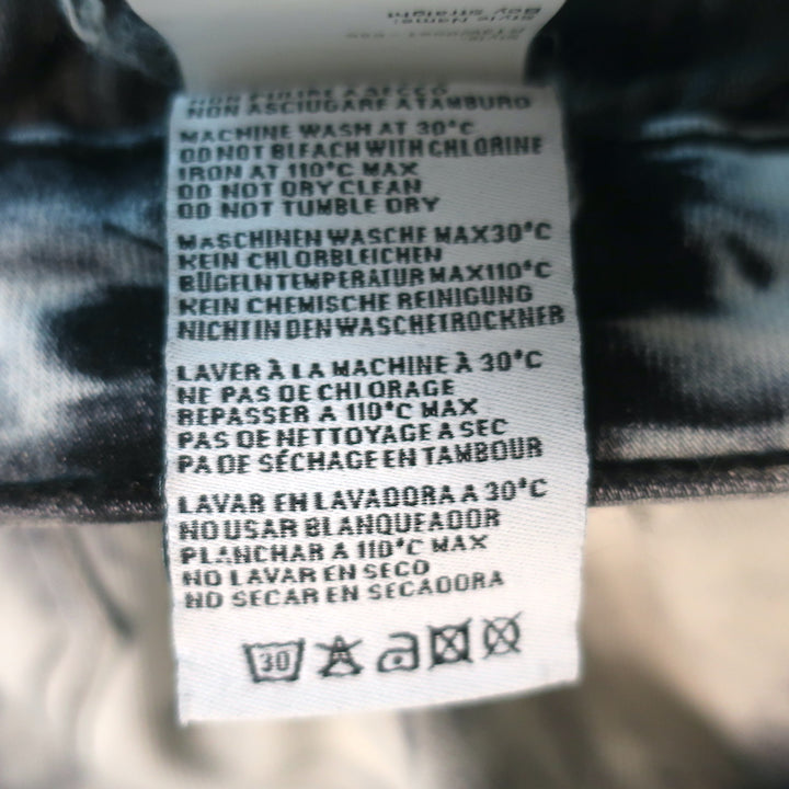 R13 Boy Straight Leg Jeans Black &amp; Gray Tie Dye Stretch Cotton Size 27