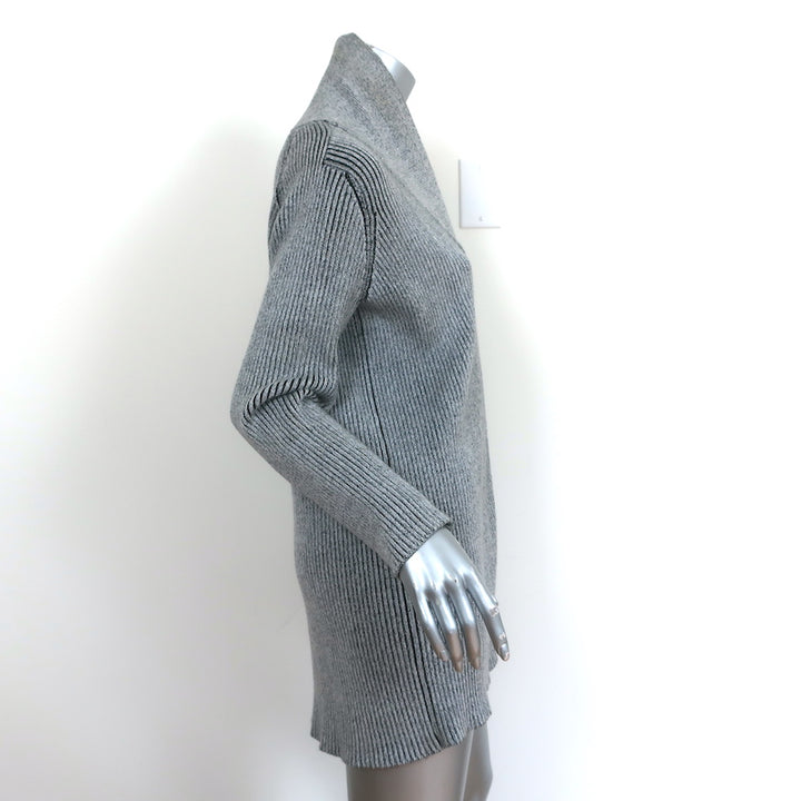 Baja East Cardigan Gray Stretch Cotton Rib Knit Size 0 Open Front Sweater