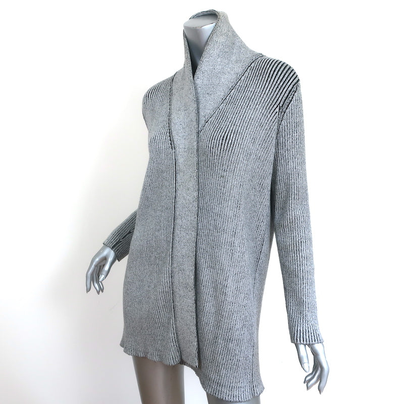 Baja East Cardigan Gray Stretch Cotton Rib Knit Size 0 Open Front Sweater