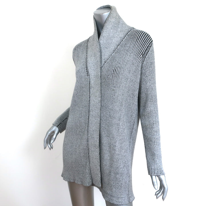 Baja East Cardigan Gray Stretch Cotton Rib Knit Size 0 Open Front Sweater