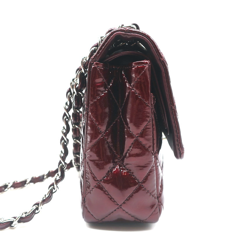 chanel burgundy patent bag