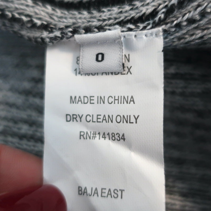 Baja East Cardigan Gray Stretch Cotton Rib Knit Size 0 Open Front Sweater
