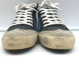 Golden Goose Denim Mid Star Sneakers with Silver Metallic Star Size 37