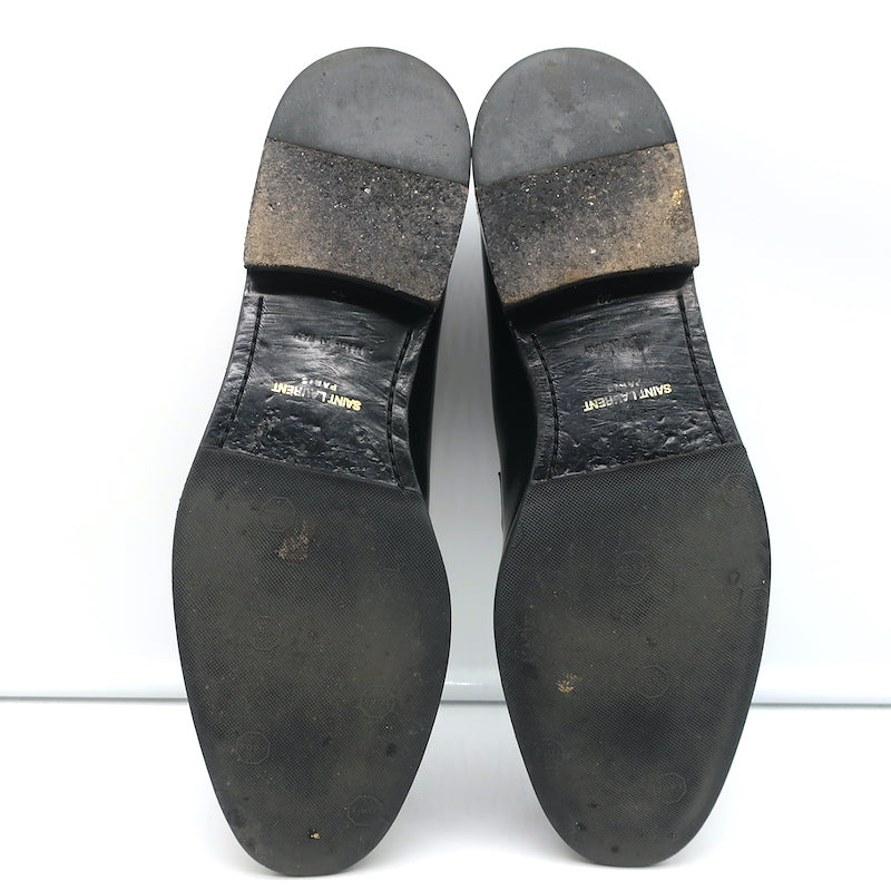 Saint Laurent Studded Derby Oxfords Dylan Black Leather Size 40 Lace-Up Flats