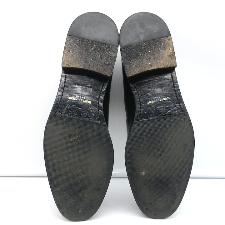 Saint Laurent Studded Derby Oxfords Dylan Black Leather Size 40 Lace-Up Flats