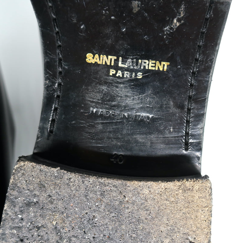 Saint Laurent Studded Derby Oxfords Dylan Black Leather Size 40 Lace-Up Flats