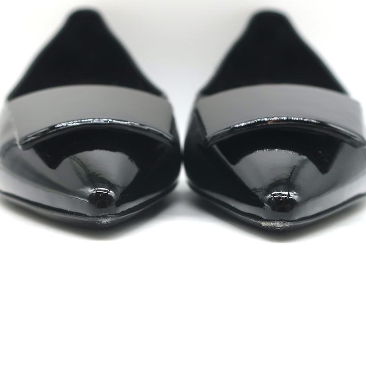 Saint Laurent Anais 55 Pointed Toe Pumps Black Patent Leather Size 40.5