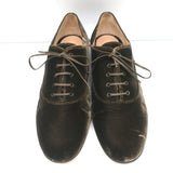 Gianvito Rossi Velvet Oxfords Olive Brown Size 39.5 Lace-Up Flats