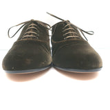 Gianvito Rossi Velvet Oxfords Olive Brown Size 39.5 Lace-Up Flats
