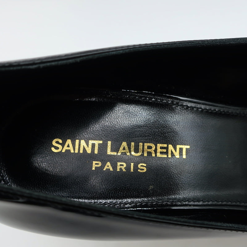 Saint Laurent Anais 55 Pointed Toe Pumps Black Patent Leather Size 40.5