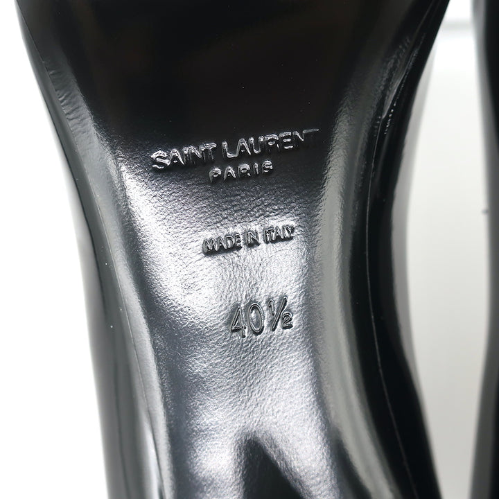 Saint Laurent Anais 55 Pointed Toe Pumps Black Patent Leather Size 40.5