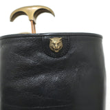 Gucci Piuma Lux Knee High Mid-Heel Boots Black Leather Size 40.5