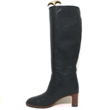 Gucci Piuma Lux Knee High Mid-Heel Boots Black Leather Size 40.5