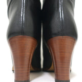 Gucci Piuma Lux Knee High Mid-Heel Boots Black Leather Size 40.5