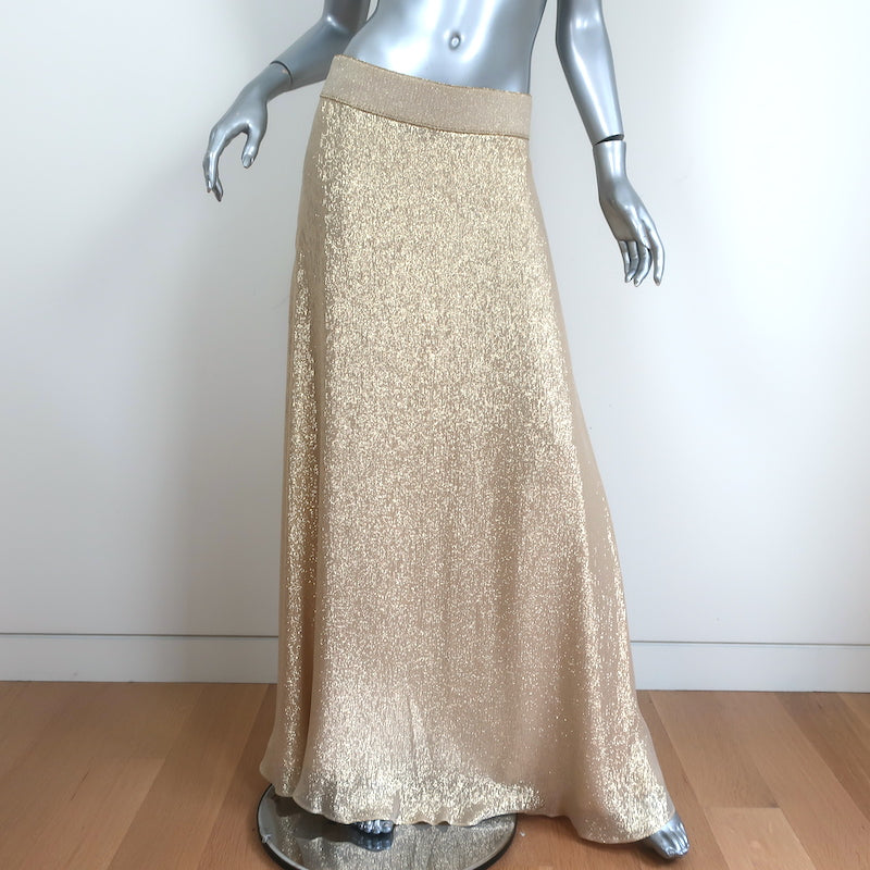 Marie France Van Damme Metallic Cami &amp; Maxi Skirt Matching Set Gold Size 2