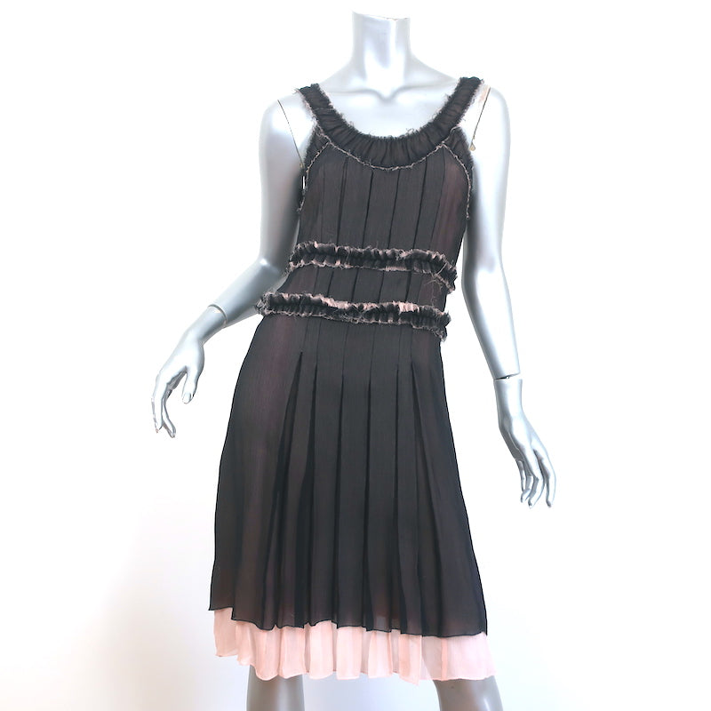 Marc Jacobs Sleeveless Dress Black/Pink Pleated Chiffon Size 2 NEW Celebrity Owned Marc Jacobs Sleeveless Dress Black/Pink Pleated Chiffon Size 2 NEW Celebrity Owned