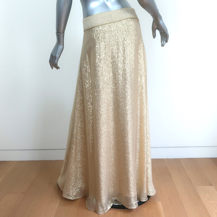 Marie France Van Damme Metallic Cami &amp; Maxi Skirt Matching Set Gold Size 2