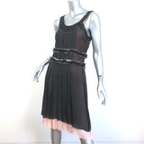 Marc Jacobs Sleeveless Dress Black/Pink Pleated Chiffon Size 2 NEW