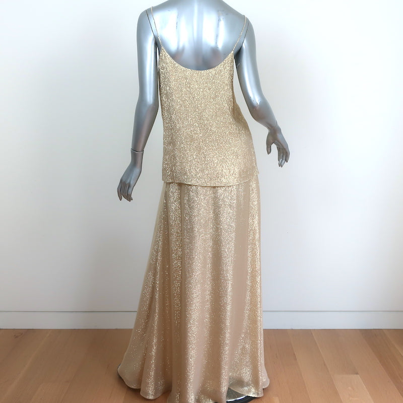 Marie France Van Damme Metallic Cami &amp; Maxi Skirt Matching Set Gold Size 2