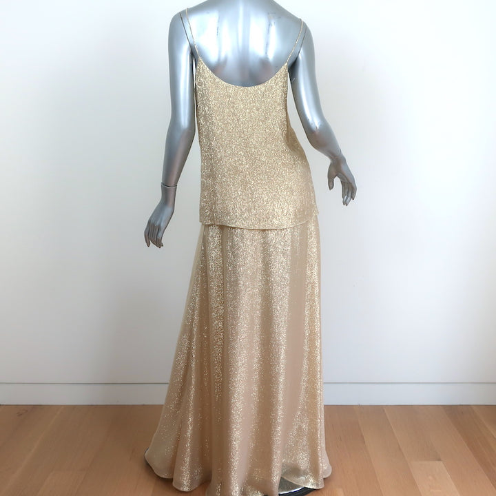 Marie France Van Damme Metallic Cami &amp; Maxi Skirt Matching Set Gold Size 2