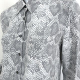 Equipment Brett Shirt Gray Snakeskin Print Silk Size Small Long Sleeve Blouse