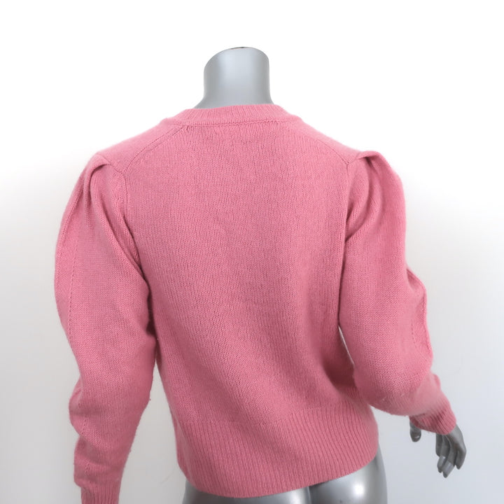 Jill Roberts Cashmere Puff Sleeve Sweater Pink Size Small Crewneck Pullover