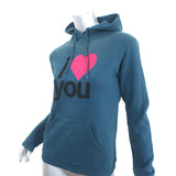 FREECITY I Love You Hoodie Teal Size 2 Pullover Sweatshirt