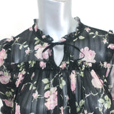 Ulla Johnson Blouse Petunia Black Rose Print Chiffon Size 2 Long Sleeve Top