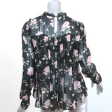 Ulla Johnson Blouse Petunia Black Rose Print Chiffon Size 2 Long Sleeve Top