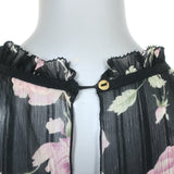Ulla Johnson Blouse Petunia Black Rose Print Chiffon Size 2 Long Sleeve Top