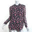 Isabel Marant Blouse Tao Black/Red Ikat Print Silk-Blend Size 36 Long Sleeve Top