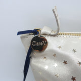 Clare V. Flat Clutch Shimmer Stars Print Metallic Nubuck NEW