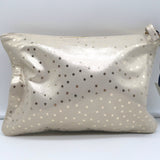 Clare V. Flat Clutch Shimmer Stars Print Metallic Nubuck NEW