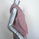 Marni Sleeveless Top White/Purple Geometric Print Stretch Cotton Size 38