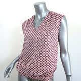 Marni Sleeveless Top White/Purple Geometric Print Stretch Cotton Size 38