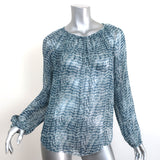 Isabel Marant Etoile Blouse Zinya Blue Printed Chiffon Size 38 Long Sleeve Top