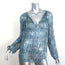 Isabel Marant Etoile Blouse Zinya Blue Printed Chiffon Size 38 Long Sleeve Top