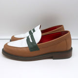 Aime Leon Dore Penny Loafers Brown/White Grained Leather Size 7 /Fits Like 8