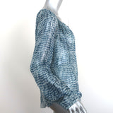 Isabel Marant Etoile Blouse Zinya Blue Printed Chiffon Size 38 Long Sleeve Top
