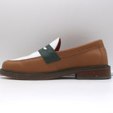 Aime Leon Dore Penny Loafers Brown/White Grained Leather Size 7 /Fits Like 8