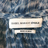 Isabel Marant Etoile Blouse Zinya Blue Printed Chiffon Size 38 Long Sleeve Top