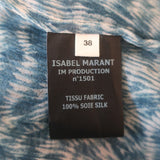 Isabel Marant Etoile Blouse Zinya Blue Printed Chiffon Size 38 Long Sleeve Top