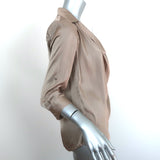 Vince Cowl Neck Blouse Gold Satin Size 2 Collared 3/4 Sleeve Top