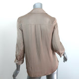 Vince Cowl Neck Blouse Gold Satin Size 2 Collared 3/4 Sleeve Top