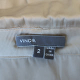 Vince Cowl Neck Blouse Gold Satin Size 2 Collared 3/4 Sleeve Top