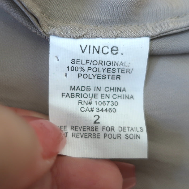 Vince Cowl Neck Blouse Gold Satin Size 2 Collared 3/4 Sleeve Top